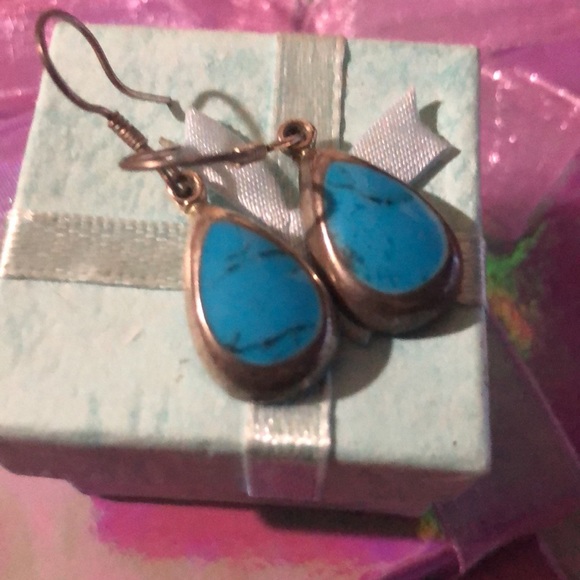 Antique Vintage Genuine 925 Sterling Silver Natural Gemstone Turquoise Dark Blue - Picture 5 of 5